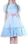 CR ROLECOS Womens Twins Costume Blue Creepy Sister Scary Doll Dress Halloween Party M