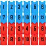 Vabean 24 Pack Nylon Mesh Scrimmage Team Practice Vests Pinnies Jerseys Train Vest for Adult Sport Basketball Soccer Football (Blue, Red)