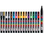 uni-ball Posca 3M 0.9-1.3mm Bullet Shaped Markers (16 Colors, 16 Pcs), Multicolor