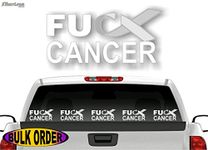 5 FU Cancer GREY Ribbon Decals (BULK) FCK Brain Cancer Vinyl Vehicle Stickers (Grey (5 Bulk))