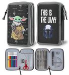 The Mandalorian Children's Pencil Case with Felt and Pencil Case Double Compartment Pencil Case School Supplies Back to School Gift Star Wars Baby Yoda