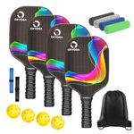 Oxyoga Pickleball-Paddle-Set, 4 Premium Pickleball Paddles, 4 Cooling Towels, 4 Balls, 2 Sweat Bands and Carry Bag, Pickleball Rackets with Cushion Comfort Grip for Men Women