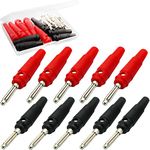 RUNCCI-YUN 4mm Banana Plugs Solder DIY Banana Plug Male Connectors Adapters(5Red + 5 Black)