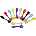 Arroyner 12Pcs Plastic Sporks Tritan Sporks 3 in 1 Travel Fork for Camping, Travel, Home, Restaurant (7 Inch)