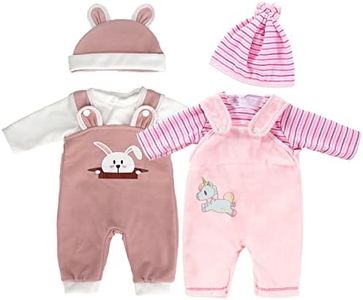 ZWOOS Ropa para Muñecas 35-43 cm, Atuendo Unicornio con Sombrero Compatible con Baby Born, Baby Annabell, Nenuco y Más, Paquete de 2