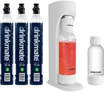 Drinkmate OmniFizz Sparkling Water and Soda Maker, Carbonates Any Drink, ULTIMATE BUNDLE - Includes three 60L CO2 Cylinders, Two Carbonation Bottles, and Fizz Infuser (Classic White)