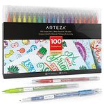 ARTEZA Dual Tip Brush Pens, 100 Colours, Sketch Markers with Fine (0.4 mm) & Brush Tips, TwiMarkers for Coloring, Calligraphy, Sketching, & Doodling