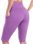 CharmLeaks Womens High Waist Workout Biker Shorts for Running Yoga Compression Yoga Shorts with Pockets Lavender M