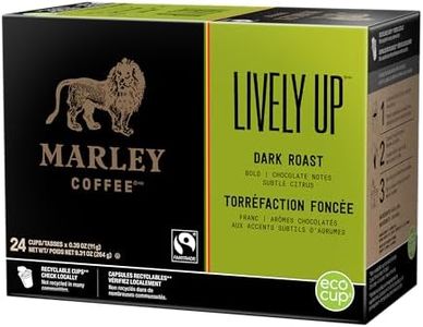 Marley Coffee Lively Up, Fairtrade Certified, Dark Roast Coffee, Keurig K-Cup Brewer Compatible Pods, 24 Count