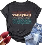 Volleyball T-Shirts Women Volleyball Mom Tee Tops Volleyball Player Gift Shirts Volleyball Graphic Casual Shirts, Grey-1, Medium