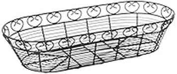 Winco Oblong Wire Bread Basket, 15-Inch x 6.25-Inch x 3-Inch, Black