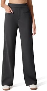 G4Free Straight Leg Dress Pants for Women with Pockets Comfortable Stretchy Yoga Business Casual Work Trousers (27.5,Black,XS)