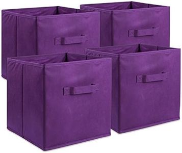 DII Foldable Fabric Storage Containers for Nurseries, Offices, Closets, Home Décor, Cube Organizers & Everyday Storage Needs, (Large - 11 x 11 x 11) Eggplant - Set of 4