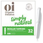 Oi Certified Organic Cotton Tampons | 2 Boxes of 16 Regular Tampons | Cardboard Applicator