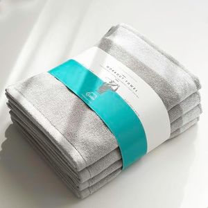 Luzia Striped Workout Towel (Pack of 4) - Premium Quality 100% Turkish Cotton - Lightweight and Super Absorbent for Sports, Workout, Fitness, Gym, Yoga, Running and Travel (Gray)