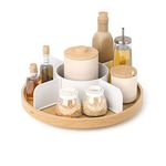 Umbra Bellwood Lazy Susan Turntable Countertop Organizer, Revolving Cupboard Spice Rack Condiment Holder, White/Natural