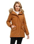 Royal Matrix Womens Hooded Warm Winter Parka Coat Fleece Lined Long Thichkened Winter Jacket with Faux-fur Ruff (Ginger, 8)