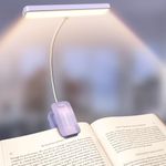 Glocusent 26 LED Reading Light, Book Light with 5 Colours & Stepless Dimming - 90hr Long Battery Life, Eye-Protecting, Larger Lamp Area, 360° Flexible Perfect for Book Lovers, Kids in Bed (Lilac)