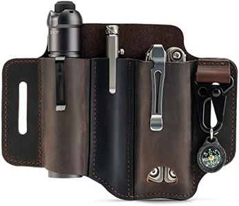 VIPERADE PJ29 Multitool Sheath for Belt, Leather EDC Pocket Organizer for Men, EDC Leather Sheath, Leatherman Sheath with Pen Holder, Key Fob (Brown)