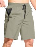 FitsT4 Sports Men's Quick Dry Swim Trunks Without Mesh Liner,Board Shorts with Pockets,Drawstring Elastic Waist,9 Inch Inseam Army Green Small