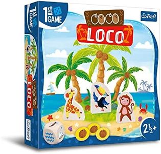 Trefl - Coco Loco, Primer Juego de Mesa para los más pequeños, Animales exóticos, Juego cooperativo para niños pequeños, Elementos Grandes, Aprender Jugando, 02343