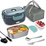 Cunsieun 1.5L Electric Lunch Box,2024 Upgraded 40W Efficient Food Heater,3 in 1 12/24/220V Portable Food Warmer Upgraded Leakproof Heated with SS Fork and Spoon, for Car/Truck/Office/Outdoor