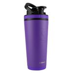 Ice Shaker Stainless Steel Shaker Bottle | 26oz, Purple | Stays Cold for 30+ Hours | Insulated Cup with Twist-on Agitator | Odor-Free Shaker Cup for Protein Shakes, Water, Smoothies, Cocktails