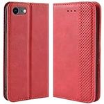 HualuBro iPod Touch 7 Case, iPod Touch 6 Case, Retro PU Leather Magnetic Full Body Shockproof Wallet Flip Case Cover with Card Holder for Apple iPod Touch 7th / 6th / 5th Generation Case (Red)