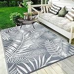 HiiARug Outdoor Rug 6x9Ft Outdoor Plastic Straw Rug Waterproof Outdoor Rugs for Patios Clearance Large Reversible Patio Mat Palm Leaves Outdoor Area Rug for Patios Deck Beach RV Camper Backyard