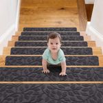 Jaoul Stair Runners for Wooden Steps Non-Slip 8" X 30" Indoor 15PCS Stair Treads Carpets, Non-Skid Safety Rug Slip Resistant for Kids Elders and Pets (Dark Gray, 15PC)