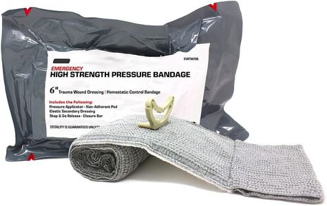 MediTac Emergency High Strength Pressure Bandage Trauma Wound Dressing Hemostatic Control Bandage - 6 Inch