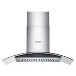 COMFEE' Curved Glass Range Hood 36 Inch 450 CFM 3 Speed Gesture Sensing &Touch Control Panel Stainless Steel Kitchen Ductless/Ducted Convertible with Baffle Filters and 2 LED Lights (CVG36W9AST)