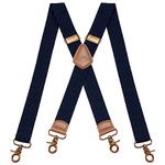 Dresime Mens Braces for Trousers with Strong 4 Hook-Clips, Vintage Suspenders Braces for Men & Women Heavy Duty Elastic Adjustable X Shape