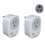 2 Pack US to UK Ireland Travel Plug Adapter,DCOMEET Type G Power Adapter with 2 USB（1 USB C for USA to Dubai Ireland Scotland Hong Kong England London British Irish