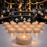 Aignis 24pcs Flameless Floating Candles Waterproof, 200Hr 3”LED Floating Tea Lights with Battery, Water-Activated Candles for Pool, Wedding Centerpieces, Bath & Spa, Easter Decoration (Elegant White)