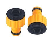 Hose Tap Connector 3/4 inch and 1/2 inch BSP 2in1 Plastic Outdoor Graden Hose Tap Connector Threaded Faucet Adapter (2Pack)