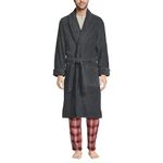 Lands' End Men's Turkish Terry Cloth Robe Calf Length with Pockets, Charcoal, X-Large