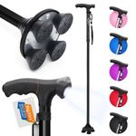 BigAlex Folding Walking Cane with LED Light,Pivoting Quad Base,Adjustable Walking Stick with Carrying Bag for Man/Woman