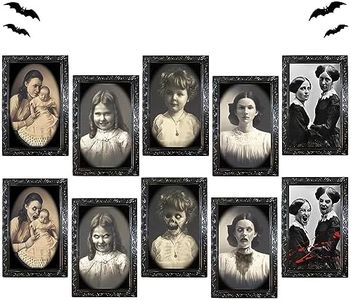5 Piezas Decoraciones para Retratos de Terror de Halloween, 3D Cambio de Expresión Facial en Movimiento Retrato Marco Ideal para Horror Party, Castillo, Casa Embrujada Decoración