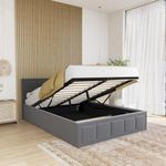 Vida Designs Vanita Ottoman Bed Frame Storage Lift Upholstered Fabric Bedroom Furniture, No Mattress (Dark Grey, Double 4ft6 - No Mattress)