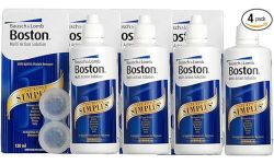 Boston Simplus Multi-Action Solution, 4x 120ml Contact Lens Solution for Rigid Gas Permeable Contact Lenses - Clean, Disinfect & Condition with 4x Lens Cases