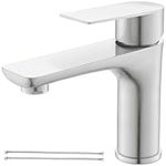 Vsunhoo Bathroom Faucet, Brushed Nickel Stainless Steel Bathroom Sink Faucet, Single Hole Faucet Bathroom Sink with Supply Lines, 1 Hole Deck Mount RV Mixer Tap Lavatory Bar Vanity Sink Faucet, BF019L