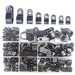 Ruidee 160 pcs Cable Clamp Nylon R-Type Cable Clips Clamp Assortment Kit for 1/8", 3/16", 1/4", 5/16", 3/8", 1/2", 5/8", 3/4" Wire Black