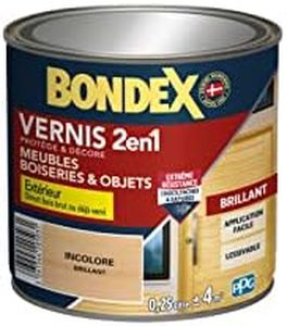 BONDEX - Vernis - Protège et Embellit le Bois - Brillant - 0,25l - Incolore
