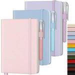 Smarpau A6 Pocket Notebook 3 Pack - Lined Journal Notebook with 120 Pages 100gsm Thick Paper, Small Hardcover Leather College Ruled Journals for Women Writing School Office - Pink Purple Blue