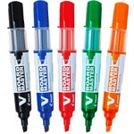 Pilot Begreen Recycled V Board Master Whiteboard Marker Chisel 2.2-5.2 mm Tip - Black/Red/Blue/Green/Orange, Wallet of 5