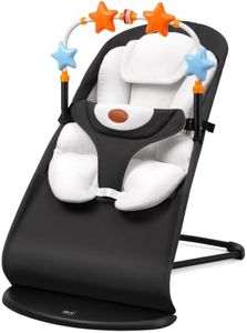 HKAI Baby Bouncer Seat Set with Toy Bar & Seat Pad, Portable Infant Rocker Chair for Babies 0-12 Months, 3-Position Adjustable Backrest, Rocking & Stationary Modes