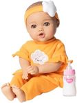 Adora Nurture Time Babies Collection, 13" Baby Doll and Clothes Set with 3 Touch Activated Features Includes Removable Cloud Patterned Outfit, Doll Bottle, Birthday Gift For Ages 1+ - Sweet Orange