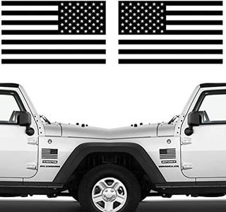 Die Cut Subdued Matte Black American Flag Sticker 3" X 5" Tactical Military Flag USA Decal Great for Car, Hard Hat. Car Vinyl Window Bumper Decal Sticker (1 Pair)