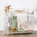 zccz 2-Tier Bathroom and Kitchen Organizer - Skincare Organizers - Easy Assembly Bathroom Storage - White Cream Color Bathroom Counter Organizer - Multi-Purpose Bathroom Organizer Countertop